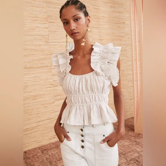 ULLA JOHNSON PALOMA TOP - SAND SZ 8 285$ - Picture 2 of 10